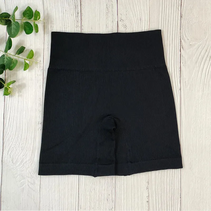 Seamless Ribbed Yoga Shorts for Women - Workout Sports Short Leggings for Fitness Summer High Waist Gym Cycling