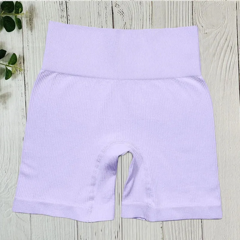 Seamless Ribbed Yoga Shorts for Women - Workout Sports Short Leggings for Fitness Summer High Waist Gym Cycling