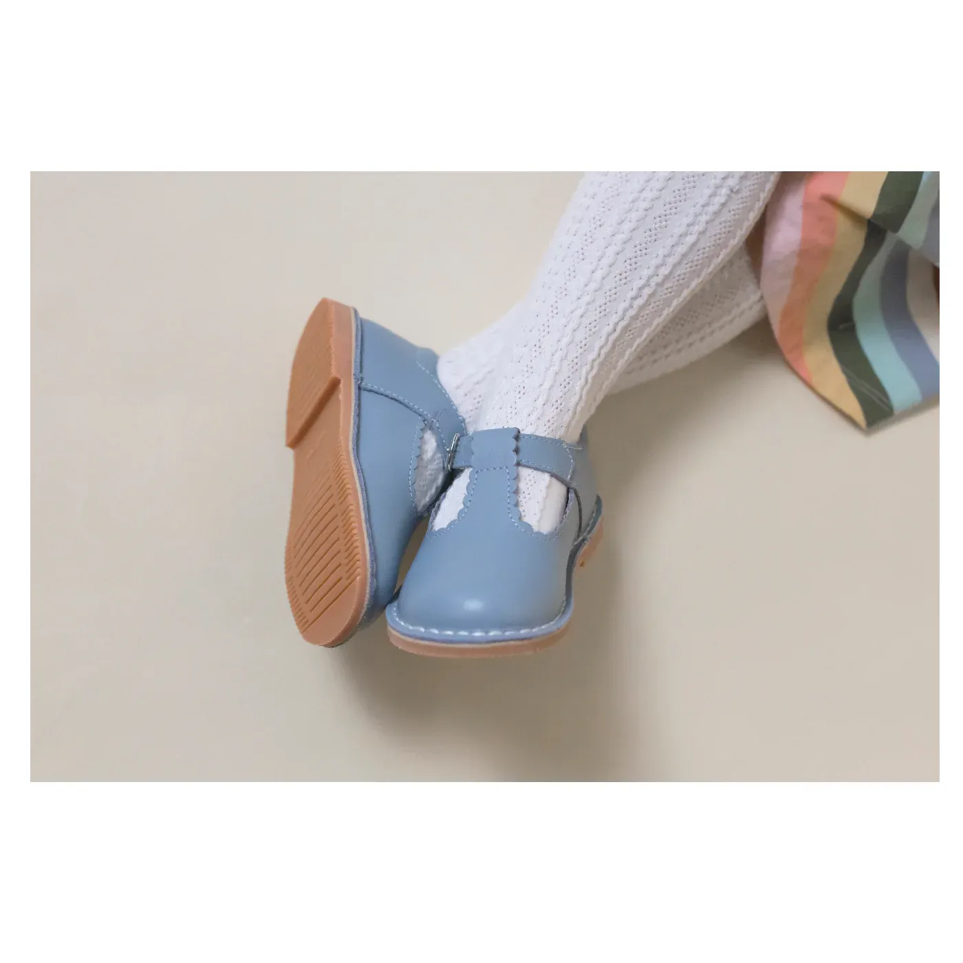 Selina Scalloped T-Strap - Dusty Blue