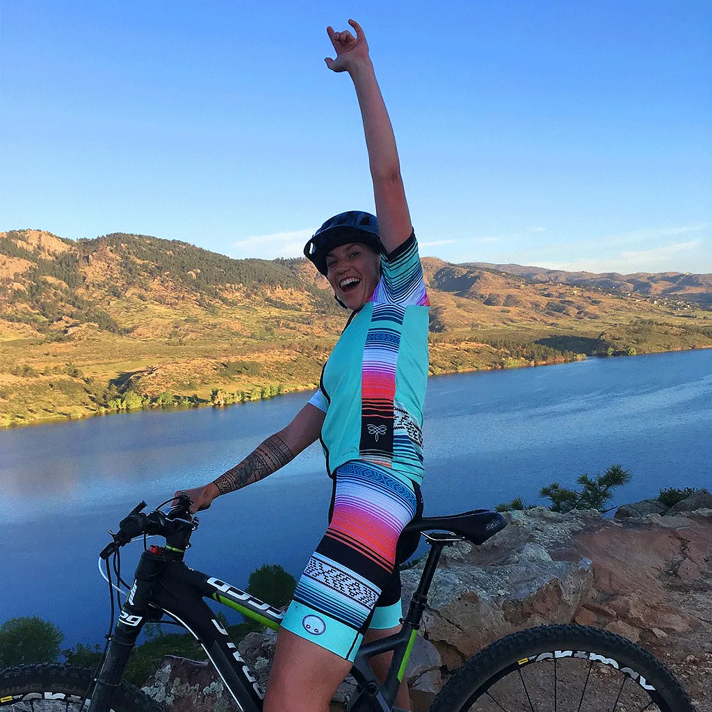 Serape Cycling Bibs - Seaglass