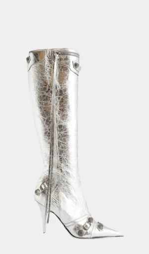 Shilia Zip Knee-high Boots - Silver