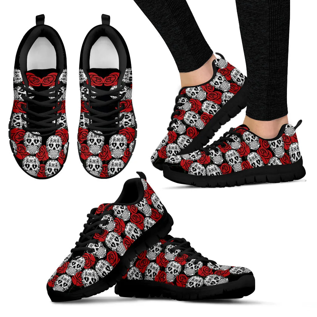 Skulls Amid Roses Women's Sneakers Black Soles