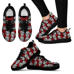 Skulls Amid Roses Women's Sneakers Black Soles