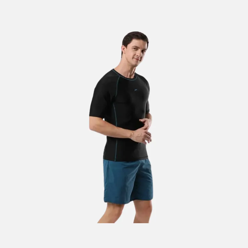 Speedo Adult Men's Swim Active Sun Top -Black/Dark Teal