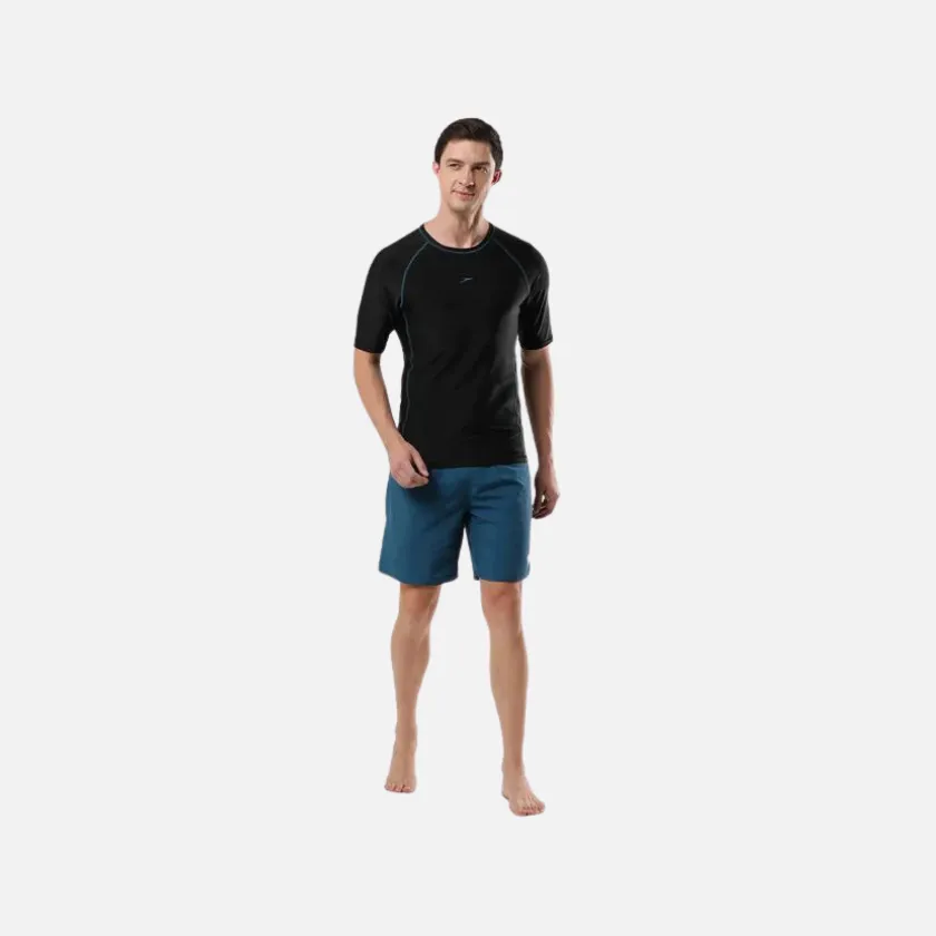 Speedo Adult Men's Swim Active Sun Top -Black/Dark Teal