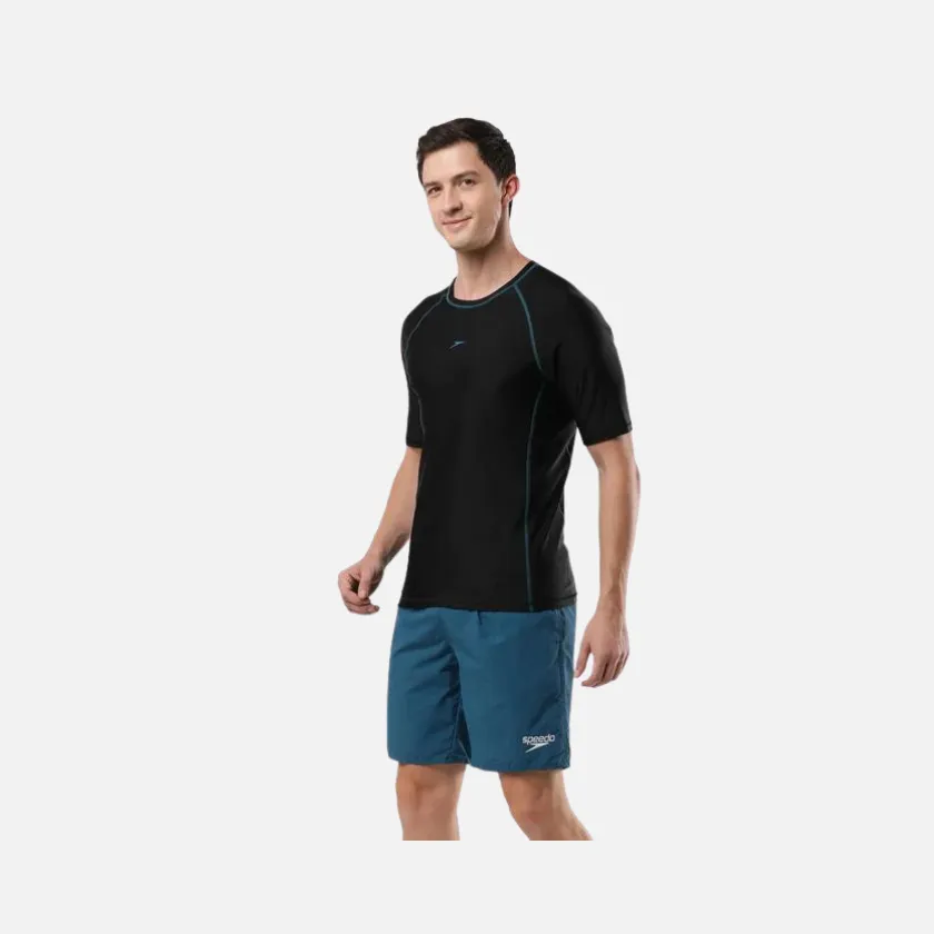 Speedo Adult Men's Swim Active Sun Top -Black/Dark Teal