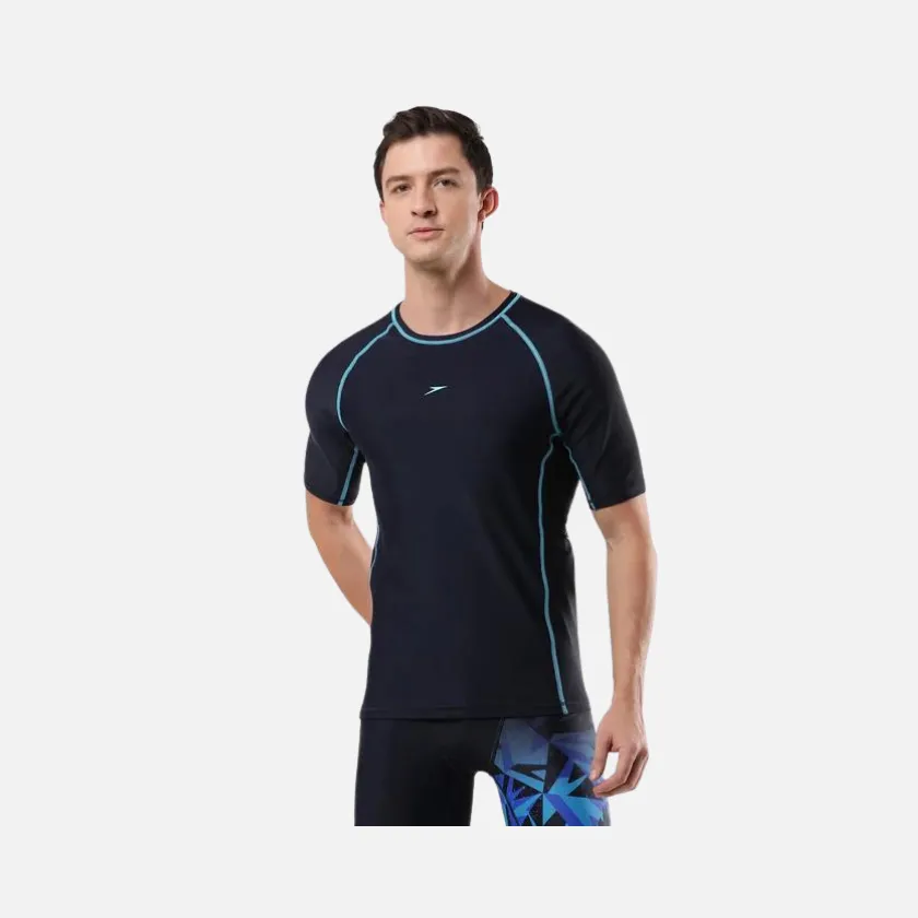 Speedo Adult Men's Swim Active Sun Top -Black/Dark Teal