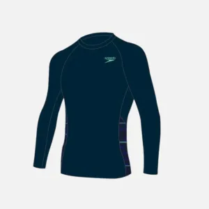 Speedo Swim Active Endurance  Printed Splice Men's Swim Top -Navy/Picton Blue/Green