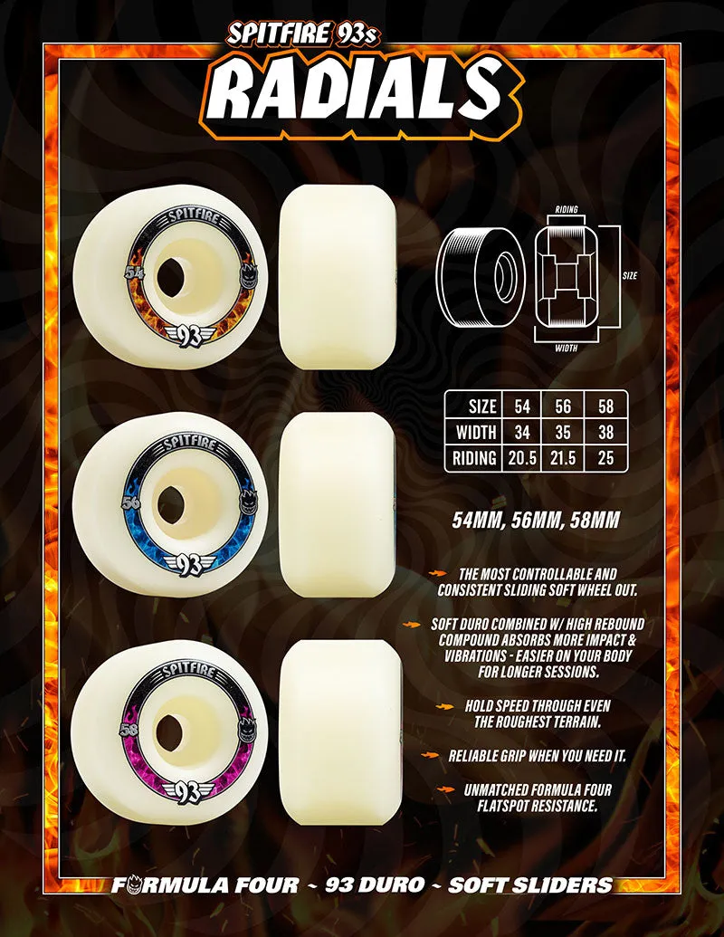 Spitfire - F4 Radials 56MM 93A Skateboard Wheels