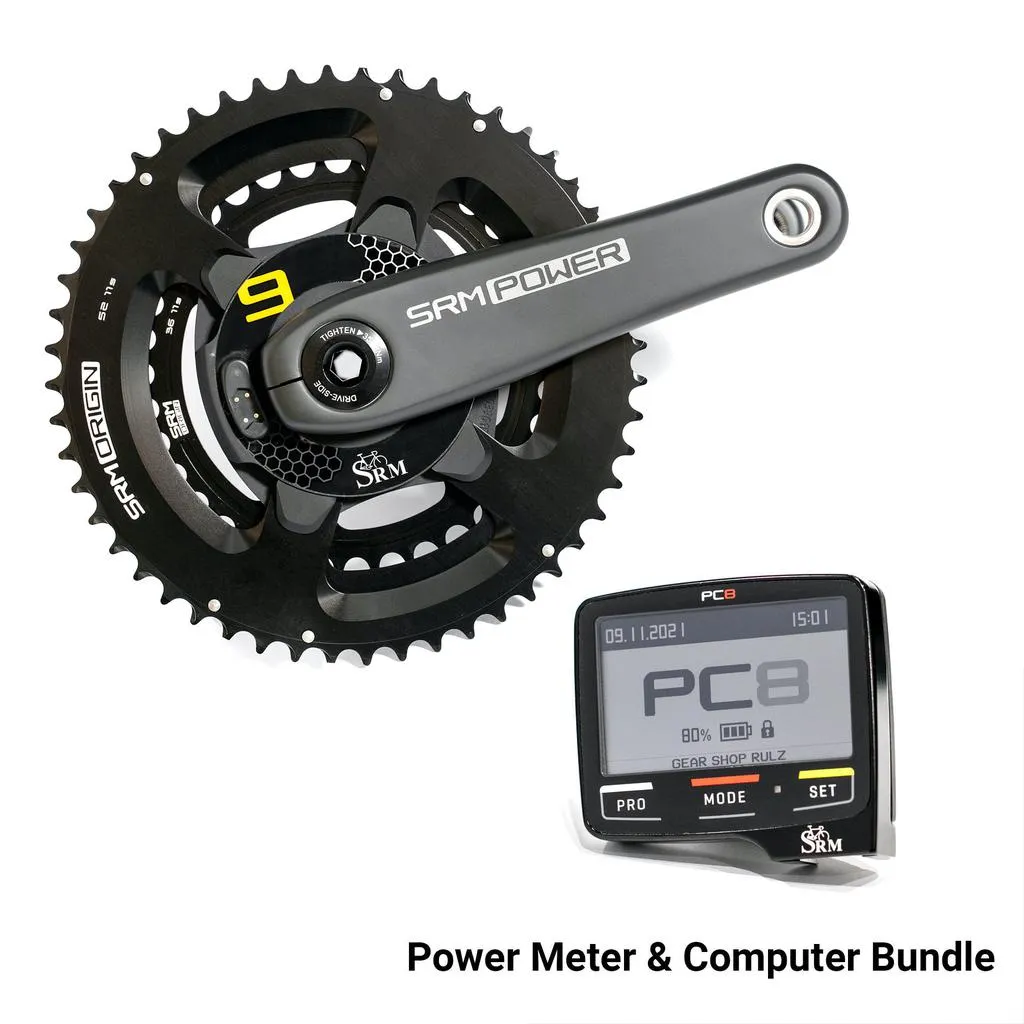 SRM PM9 Origin Composite Road Power Meter with SRM 52/36 Chainrings Bundle - Rechargeable - 30mm
