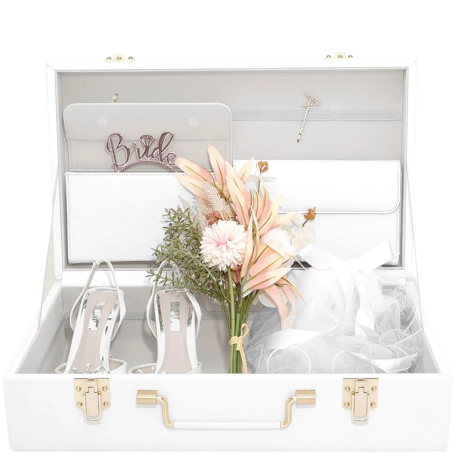 Stackers White Bridal Memory Storage Trunk
