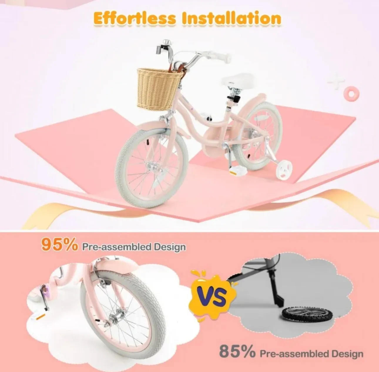 Super Awesome & Fun Retro 16” Children’s Pedal Bicycle Bike Adjustable Handle, Seat | Ages 4-7 | Basket | Bell | Comfy Seat | Heavy Duty Tires