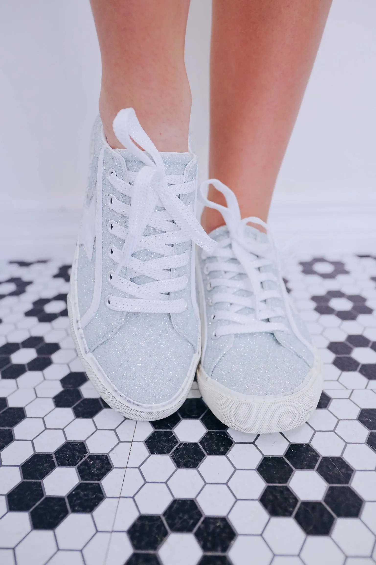 Super Star Glitter Sneaker By Corky's - Light Blue