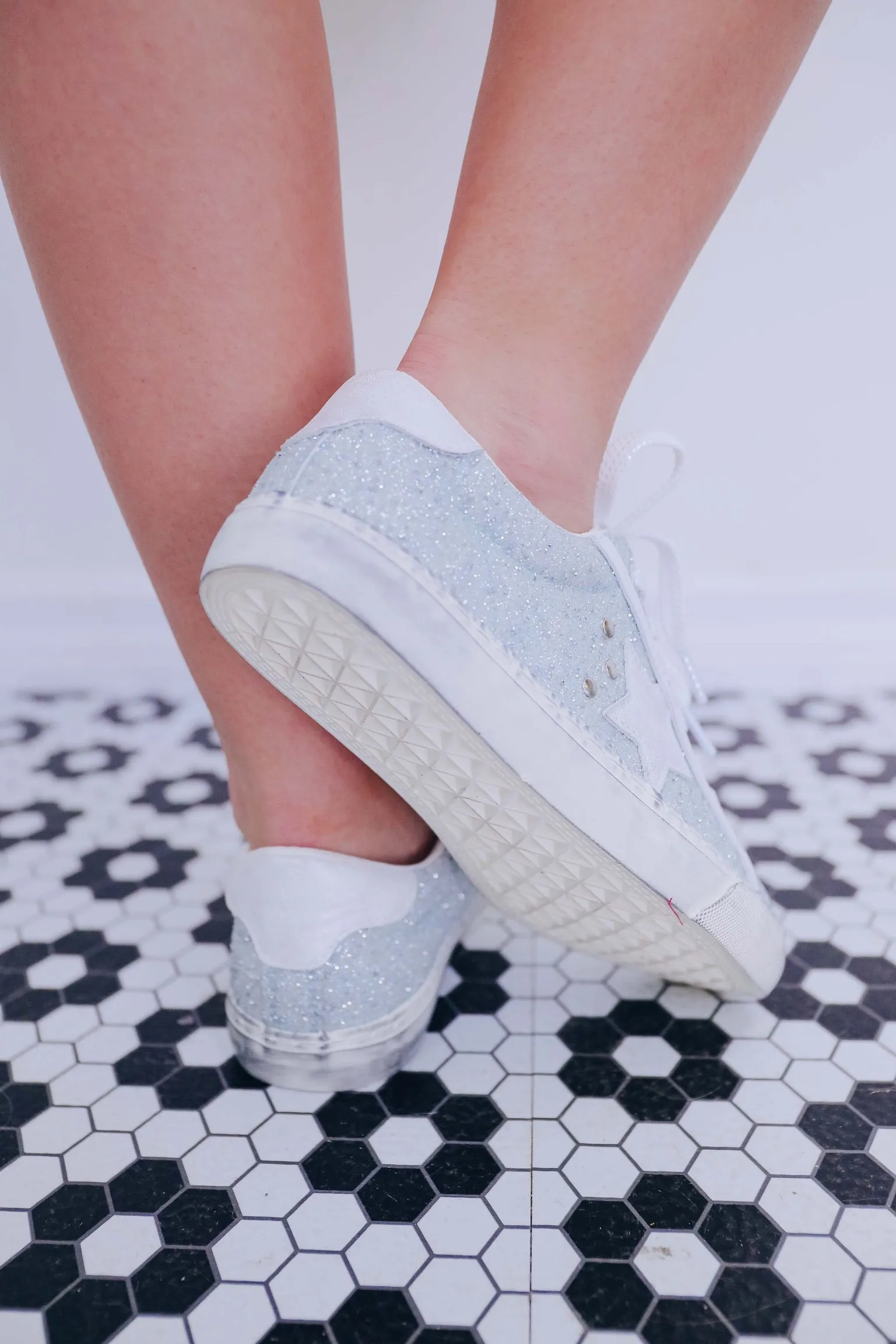 Super Star Glitter Sneaker By Corky's - Light Blue
