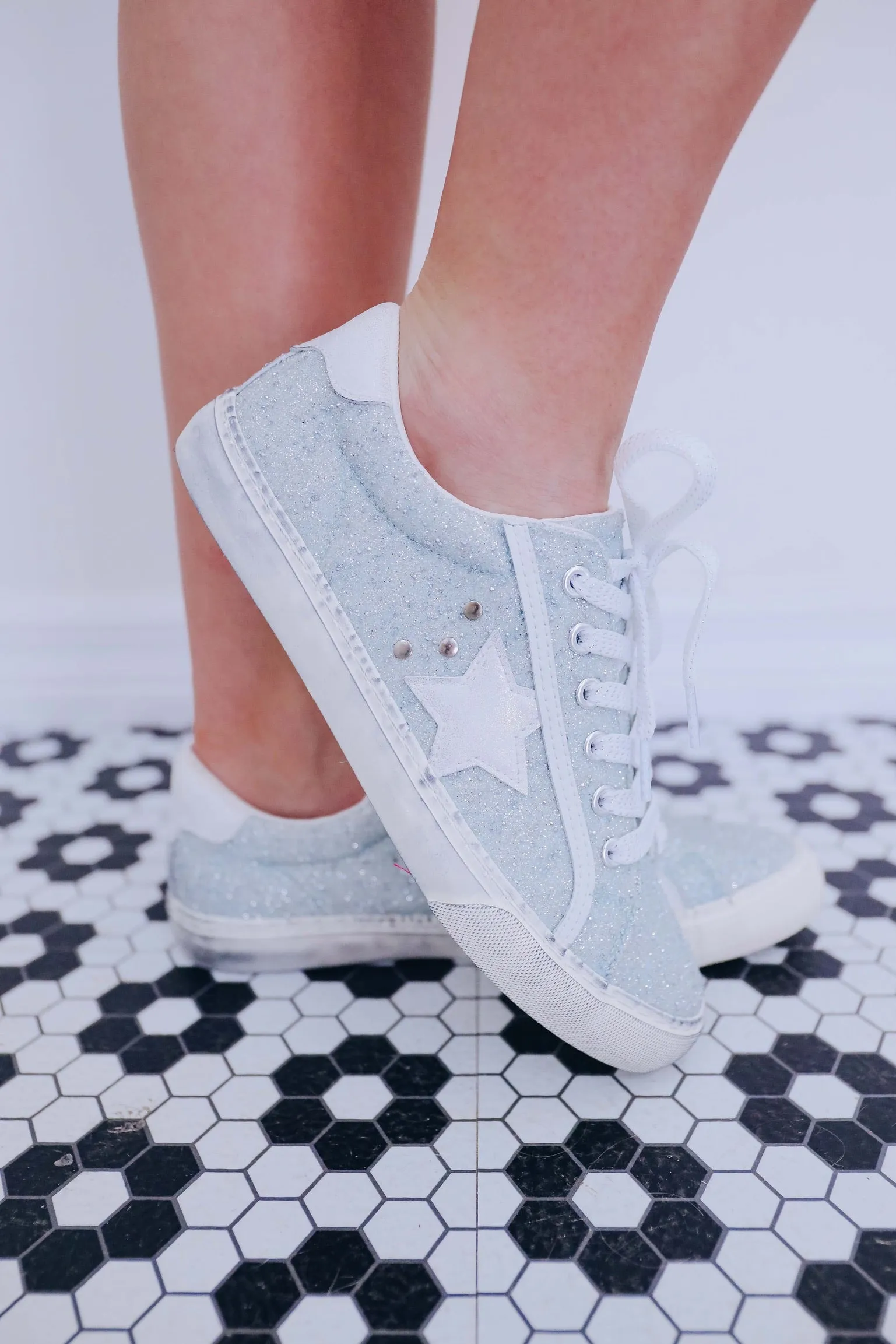 Super Star Glitter Sneaker By Corky's - Light Blue