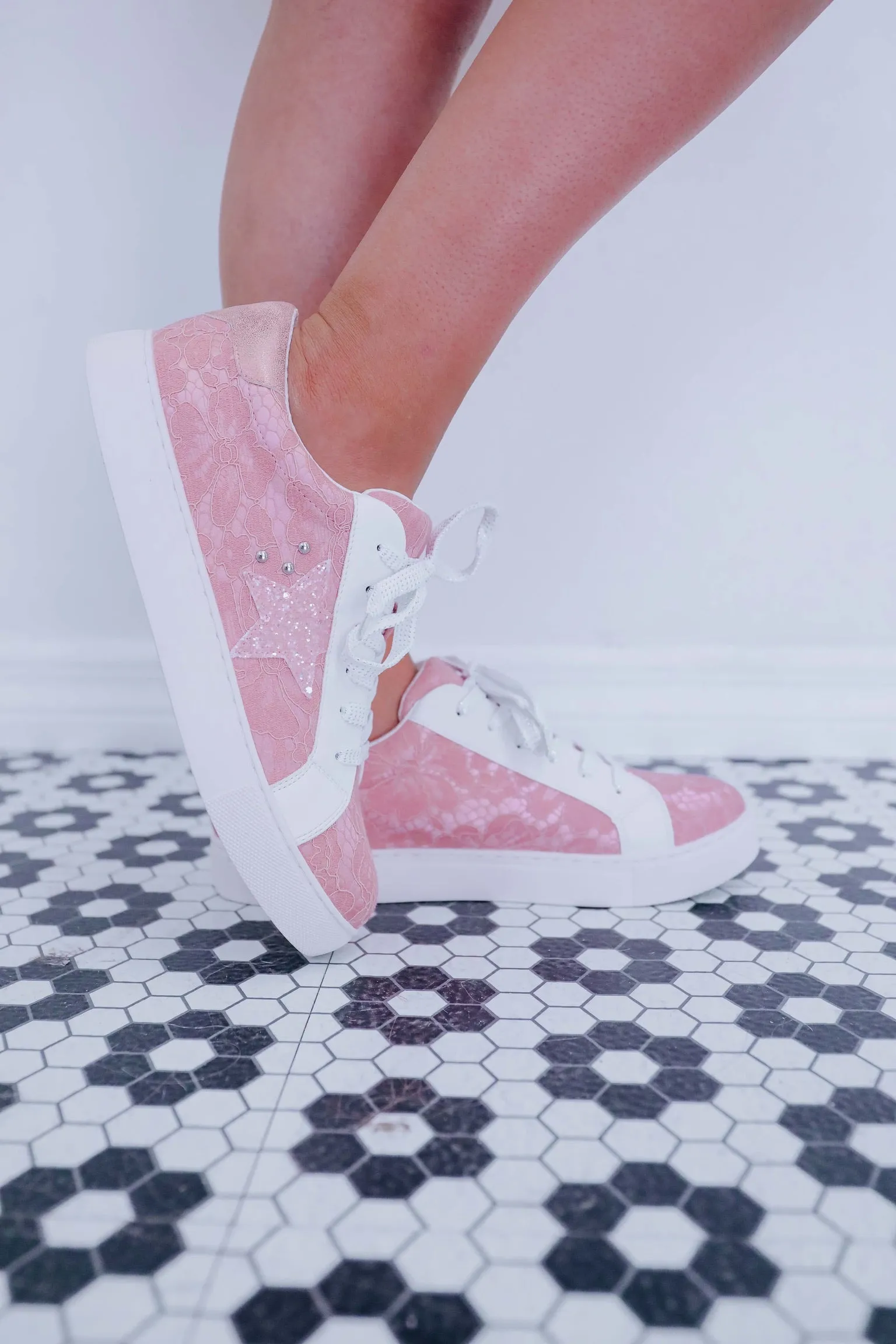 Supernova Pink Lace Sneaker By Corky's
