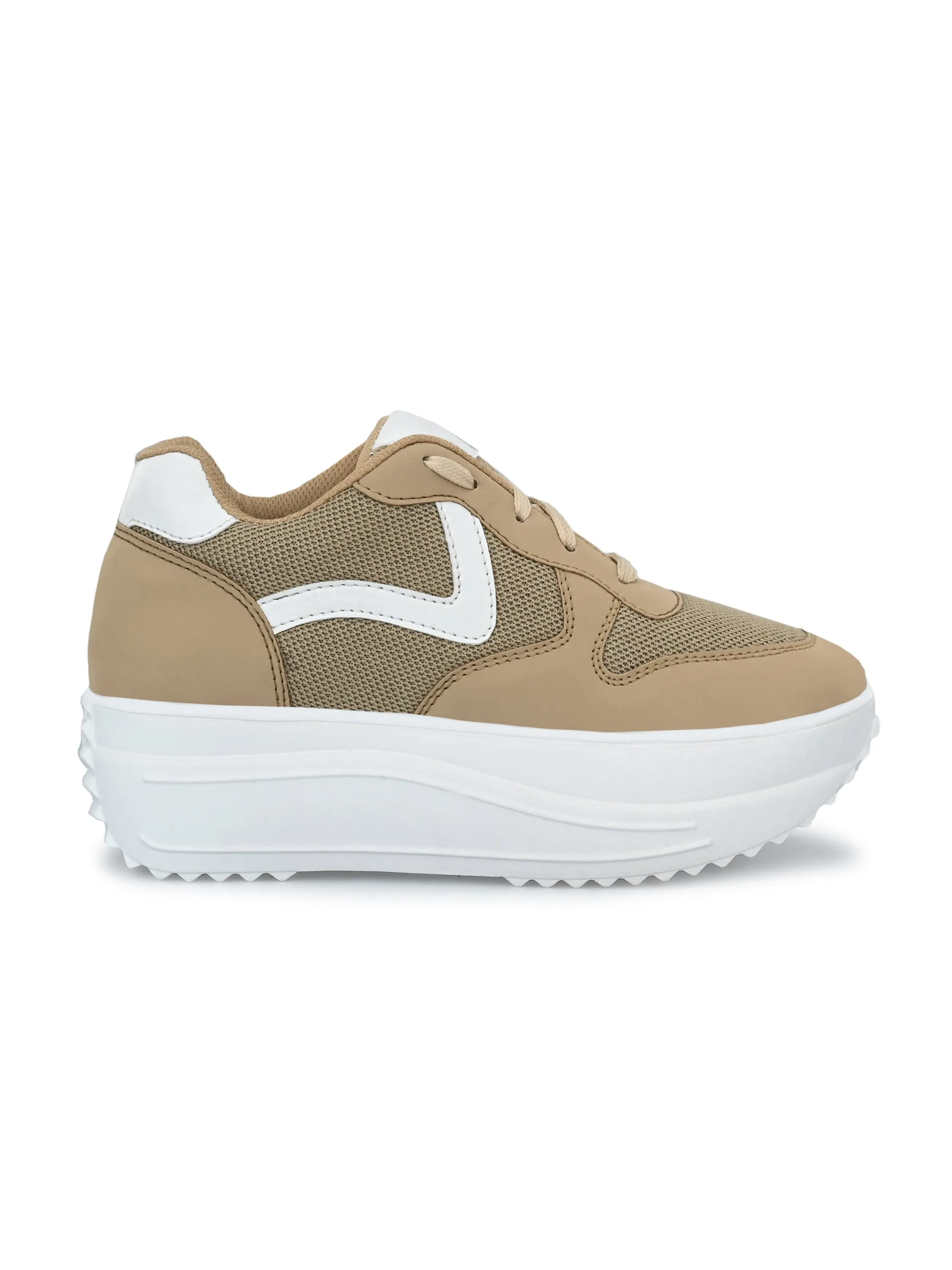 Taupe Wave Platform Sneaker For Women