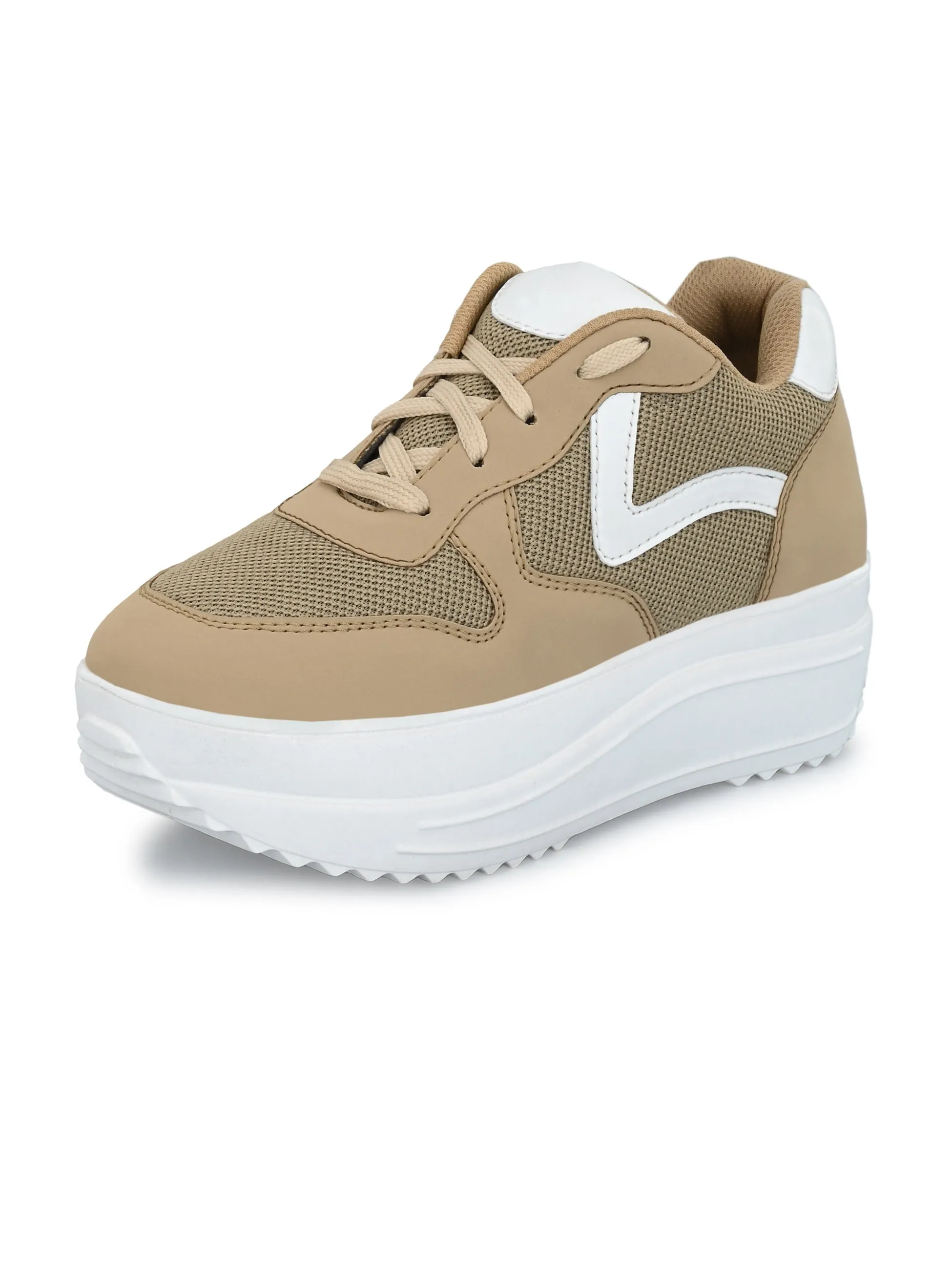 Taupe Wave Platform Sneaker For Women