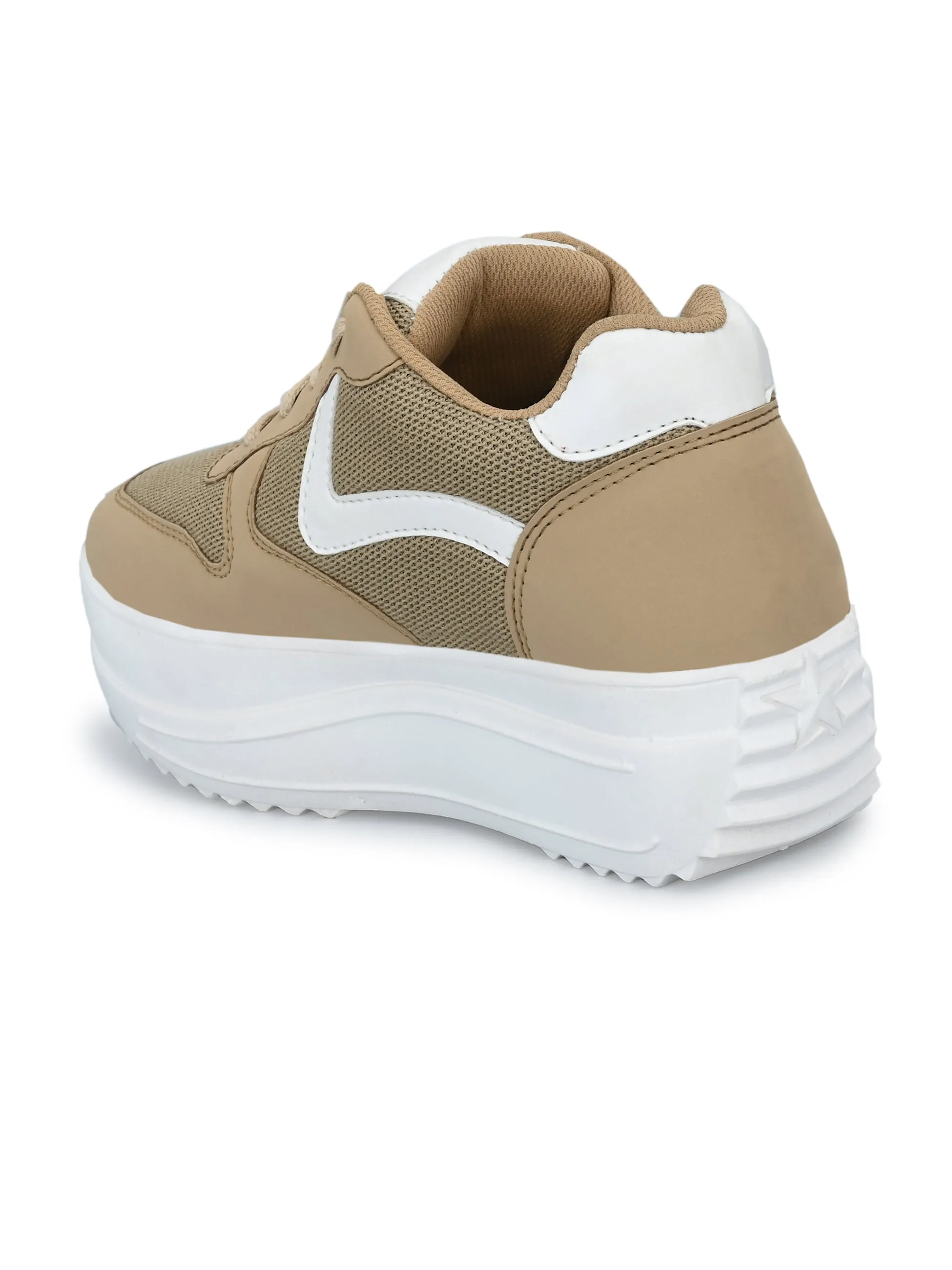 Taupe Wave Platform Sneaker For Women