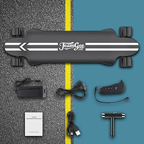 Teamgee H20 39" Electric Skateboard with Remote, 1200W Dual Motors, 18Miles Ranges, 26MPH Top Speed, 4 Speed Adjustment Longboards Skateboard Designed for Teens and Adults (7500mAh)