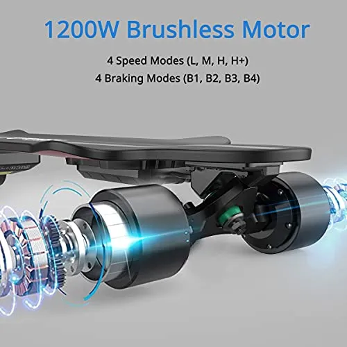 Teamgee H20 39" Electric Skateboard with Remote, 1200W Dual Motors, 18Miles Ranges, 26MPH Top Speed, 4 Speed Adjustment Longboards Skateboard Designed for Teens and Adults (7500mAh)