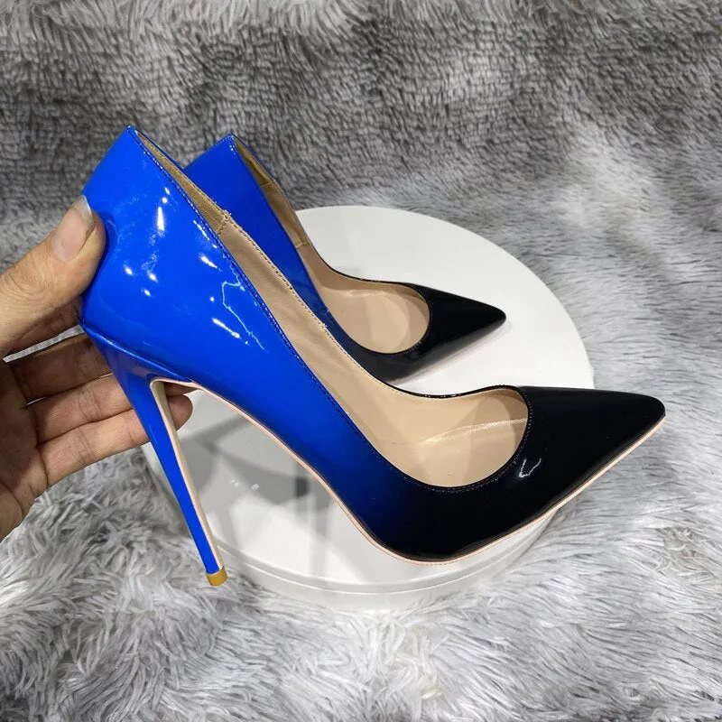 Tikicup Gradient Colors Collection Women Pointy Toe High Heel Party Shoes Fashion Designer Comfortable Slip On Stiletto Pumps