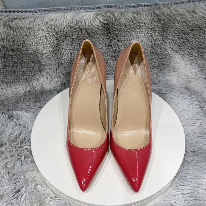 Tikicup Gradient Colors Collection Women Pointy Toe High Heel Party Shoes Fashion Designer Comfortable Slip On Stiletto Pumps