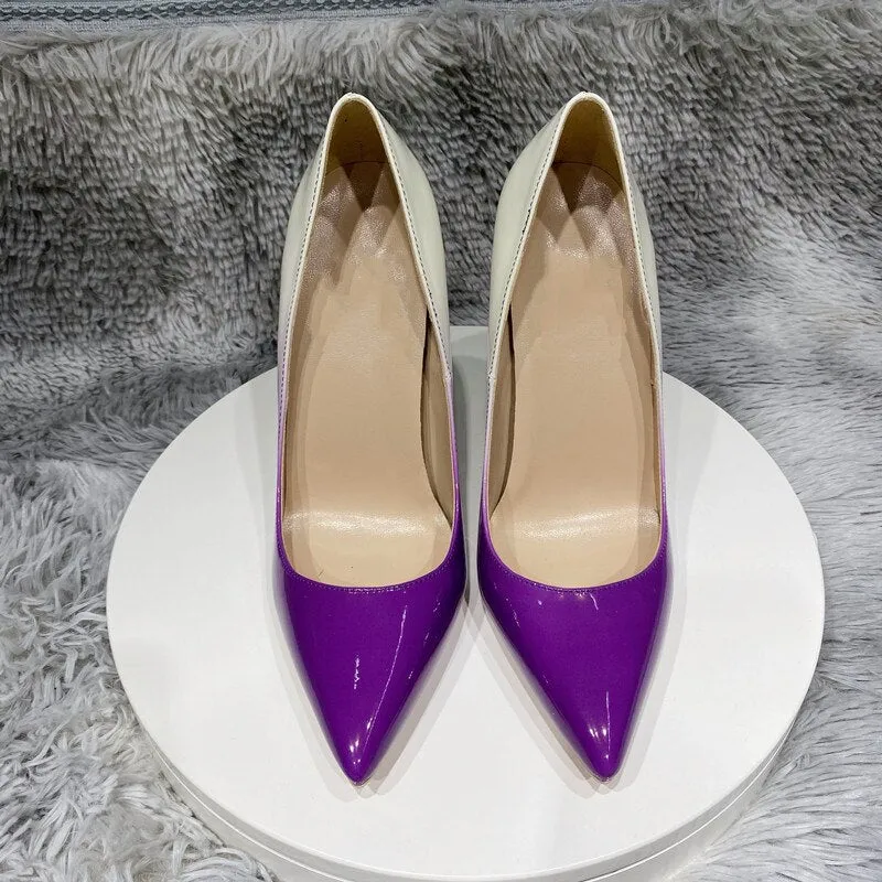 Tikicup Gradient Colors Collection Women Pointy Toe High Heel Party Shoes Fashion Designer Comfortable Slip On Stiletto Pumps