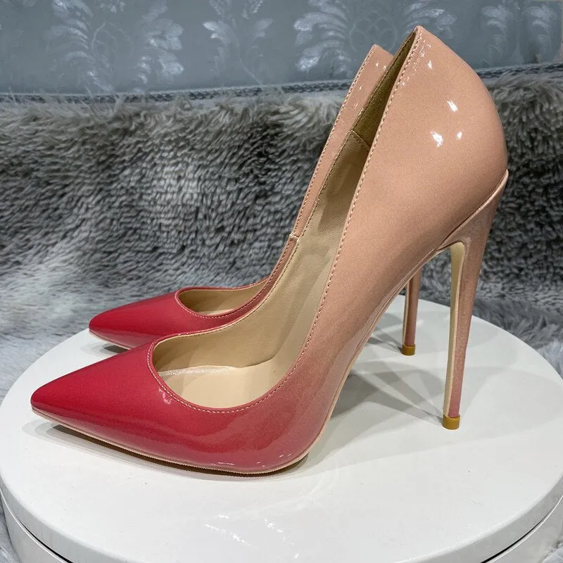 Tikicup Gradient Colors Collection Women Pointy Toe High Heel Party Shoes Fashion Designer Comfortable Slip On Stiletto Pumps