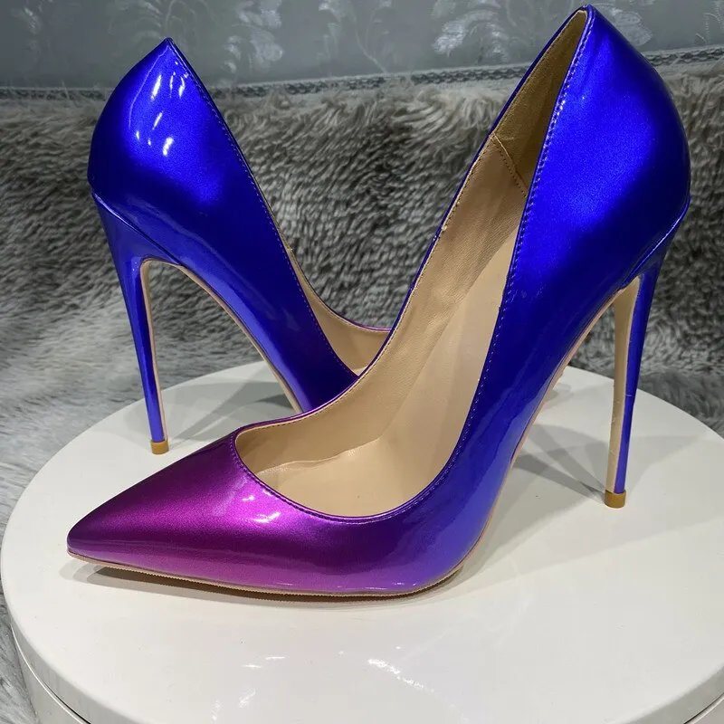 Tikicup Gradient Colors Collection Women Pointy Toe High Heel Party Shoes Fashion Designer Comfortable Slip On Stiletto Pumps
