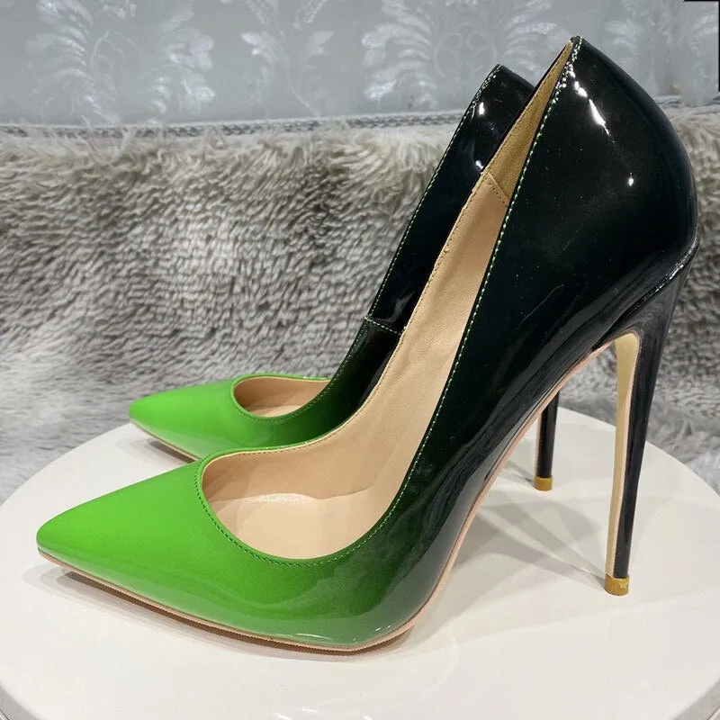 Tikicup Gradient Colors Collection Women Pointy Toe High Heel Party Shoes Fashion Designer Comfortable Slip On Stiletto Pumps