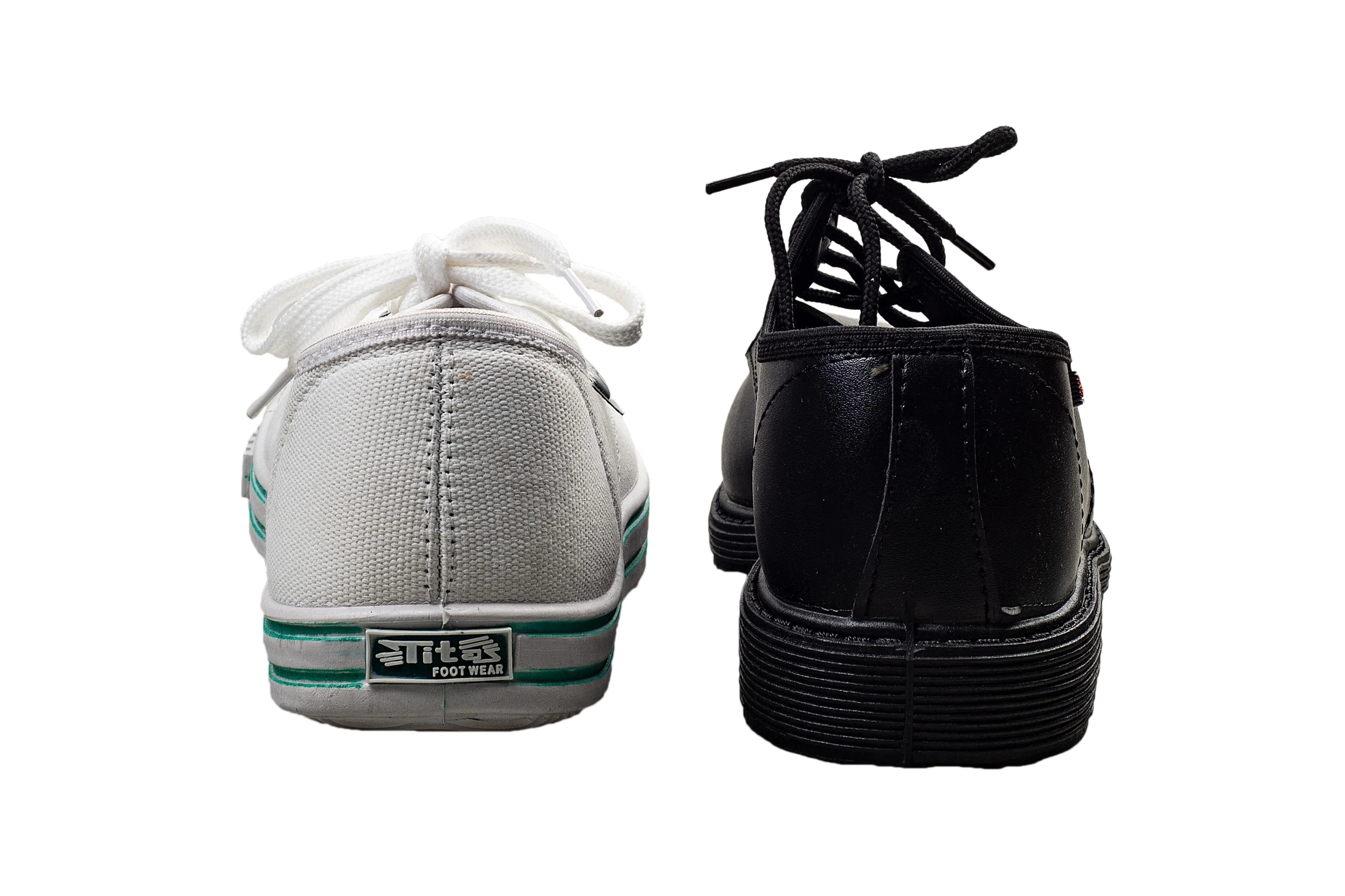 Titas Boys Black School Shoe & White Canvas School Shoe Combo