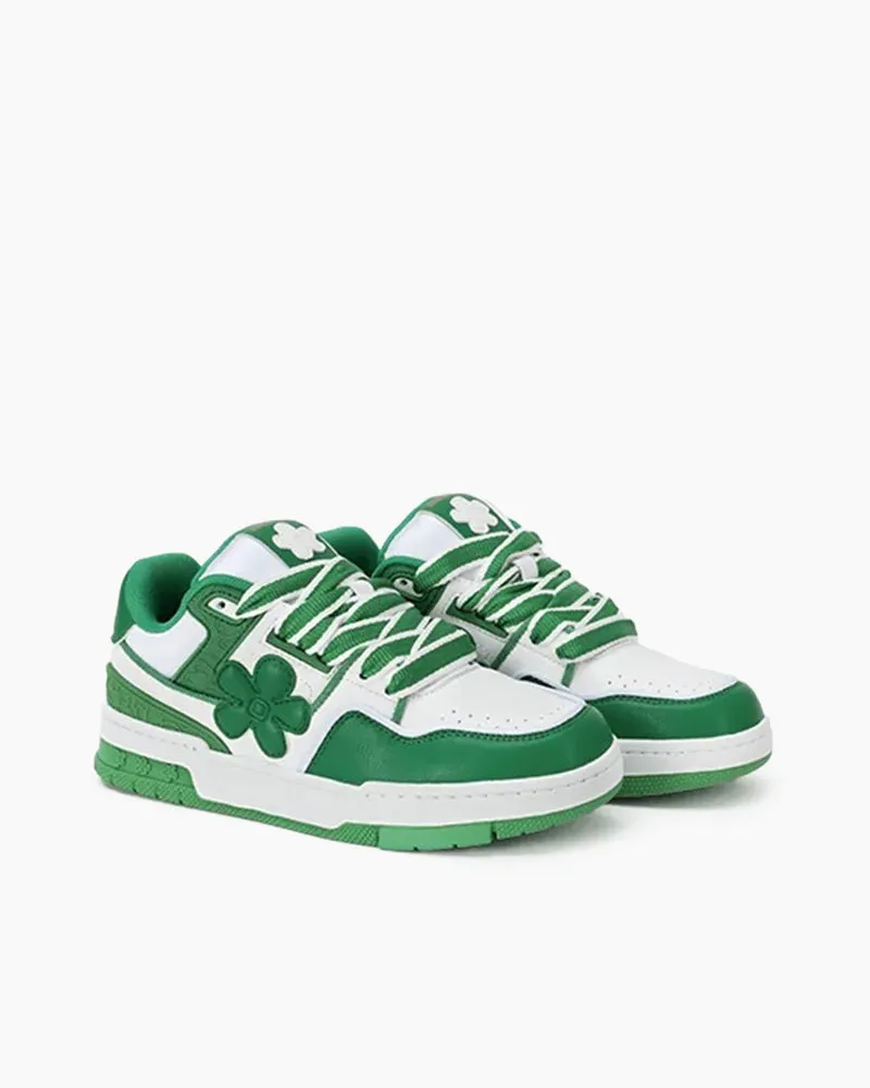 Unisex Flower Design Skateboard Shoes Low-Top Sneakers
