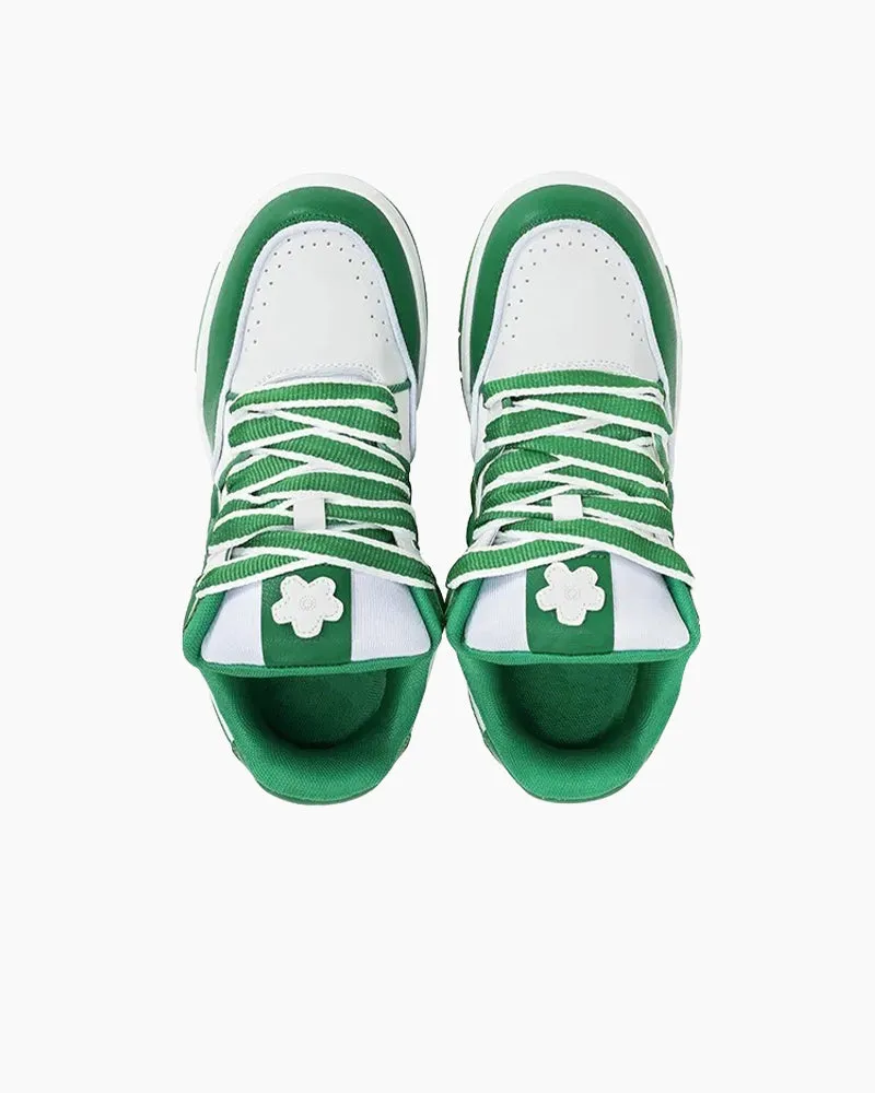 Unisex Flower Design Skateboard Shoes Low-Top Sneakers