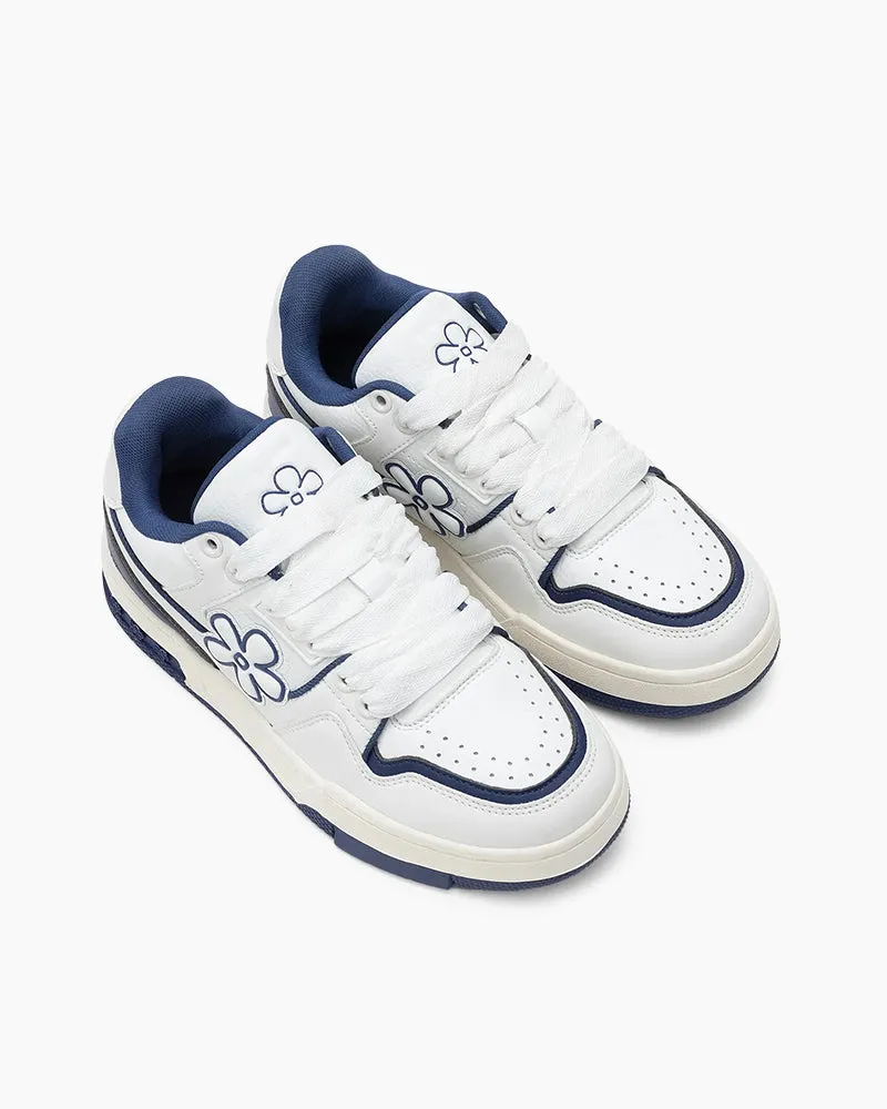 Unisex Flower Design Skateboard Shoes Low-Top Sneakers