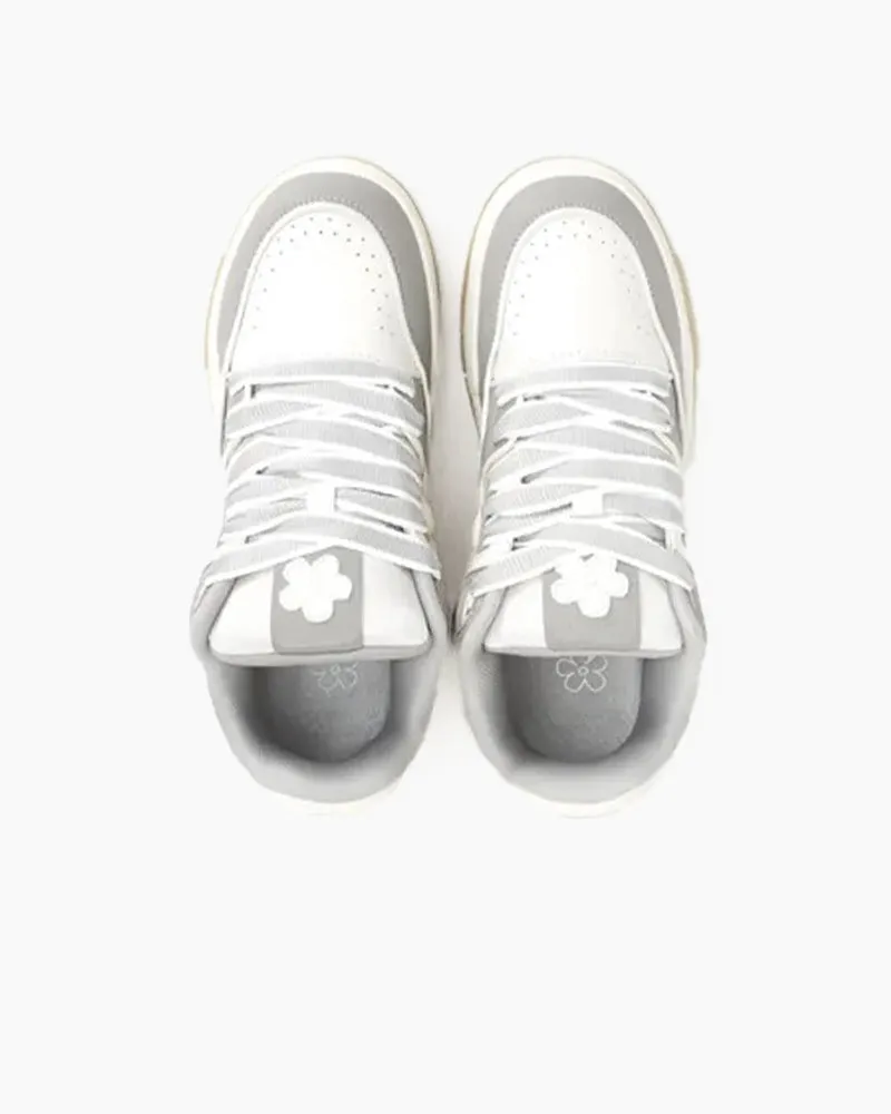 Unisex Flower Design Skateboard Shoes Low-Top Sneakers