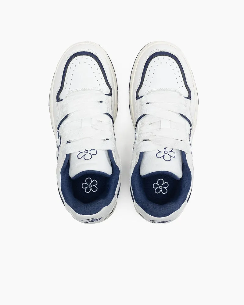 Unisex Flower Design Skateboard Shoes Low-Top Sneakers