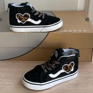 Vans Sk8 Hi Leopard Heart Toddler Zip Sneakers- SZ 8 C