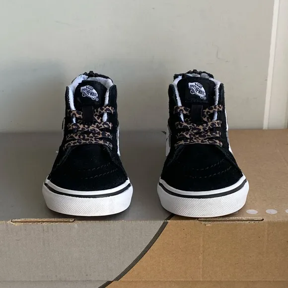 Vans Sk8 Hi Leopard Heart Toddler Zip Sneakers- SZ 8 C