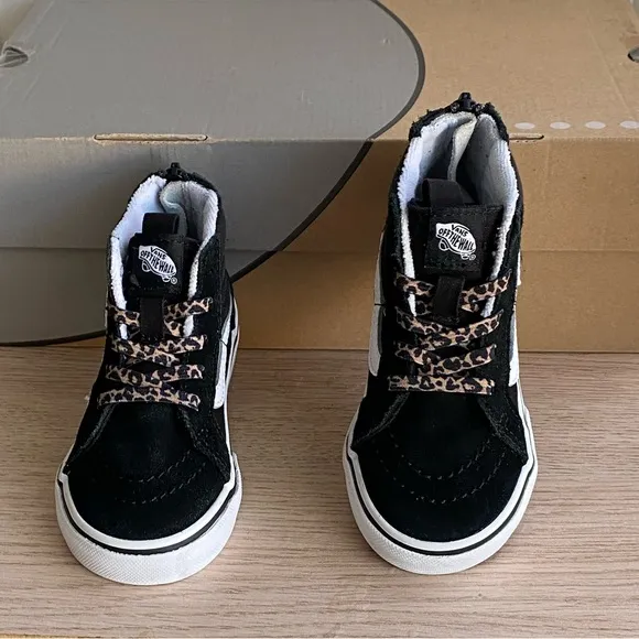 Vans Sk8 Hi Leopard Heart Toddler Zip Sneakers- SZ 8 C