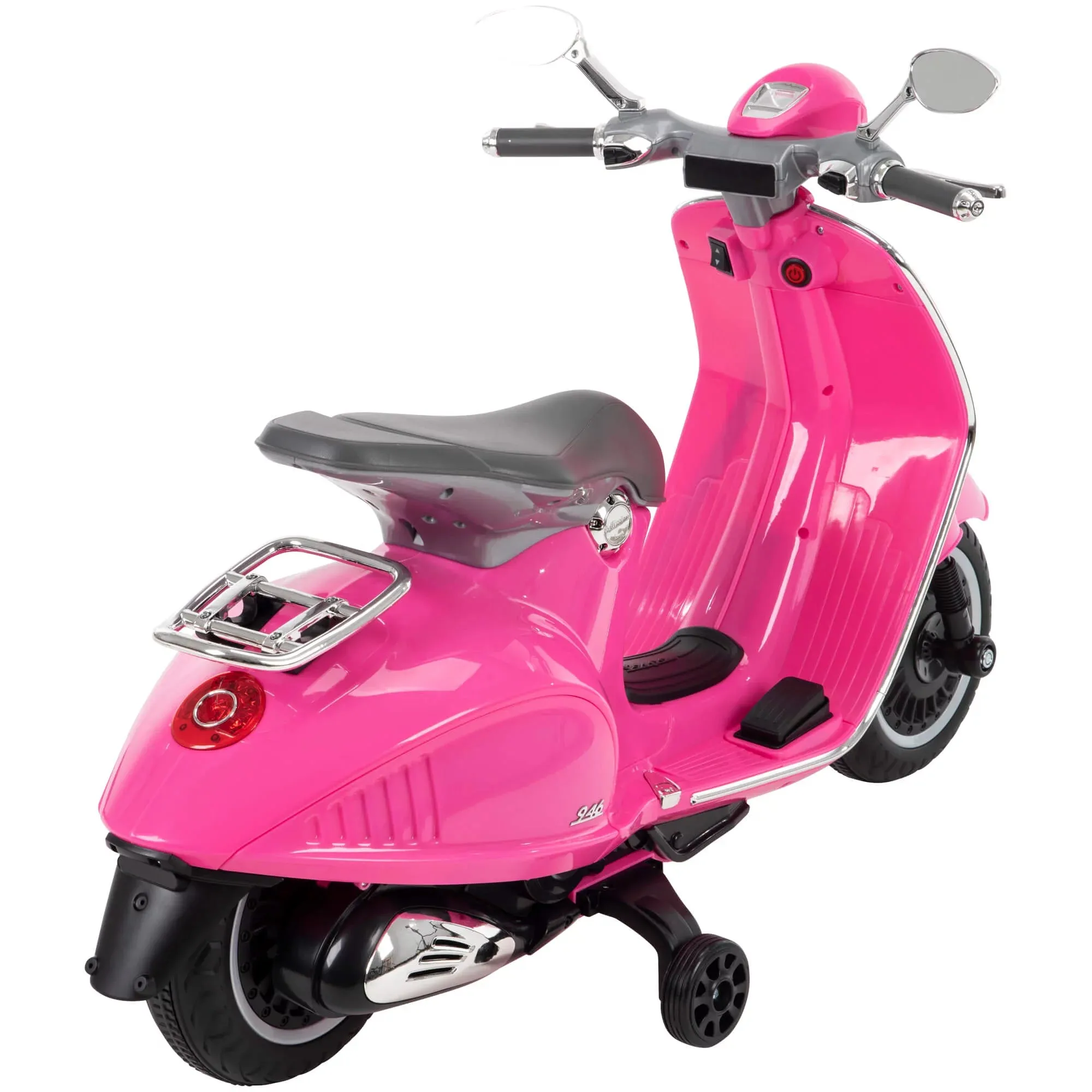 Was store display, fully assembled just missing the mirror from mirror bracket! Huffy 6V Vespa Ride-On Electric Scooter for Kids, Pink! Ages 3-7!