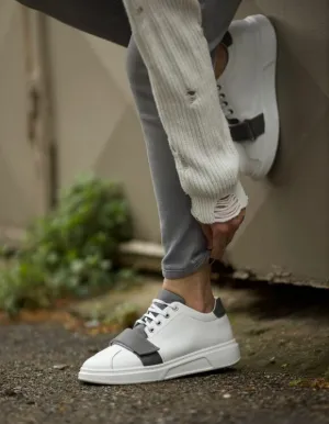 White And Grey Mid Top Sneakers