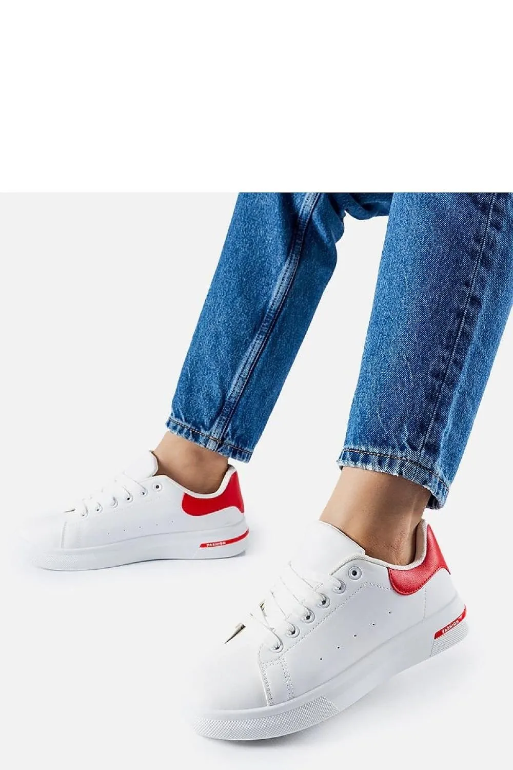 White synthetic stylish sneakers