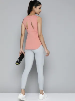 Women Pink Slim Fit Training or Gym T-shirt