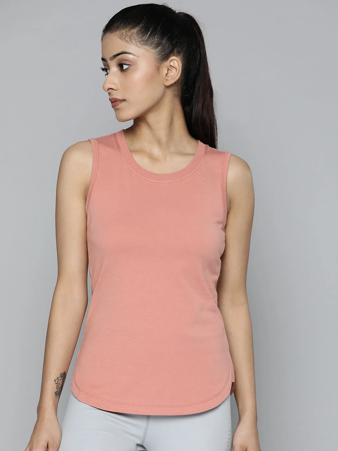 Women Pink Slim Fit Training or Gym T-shirt