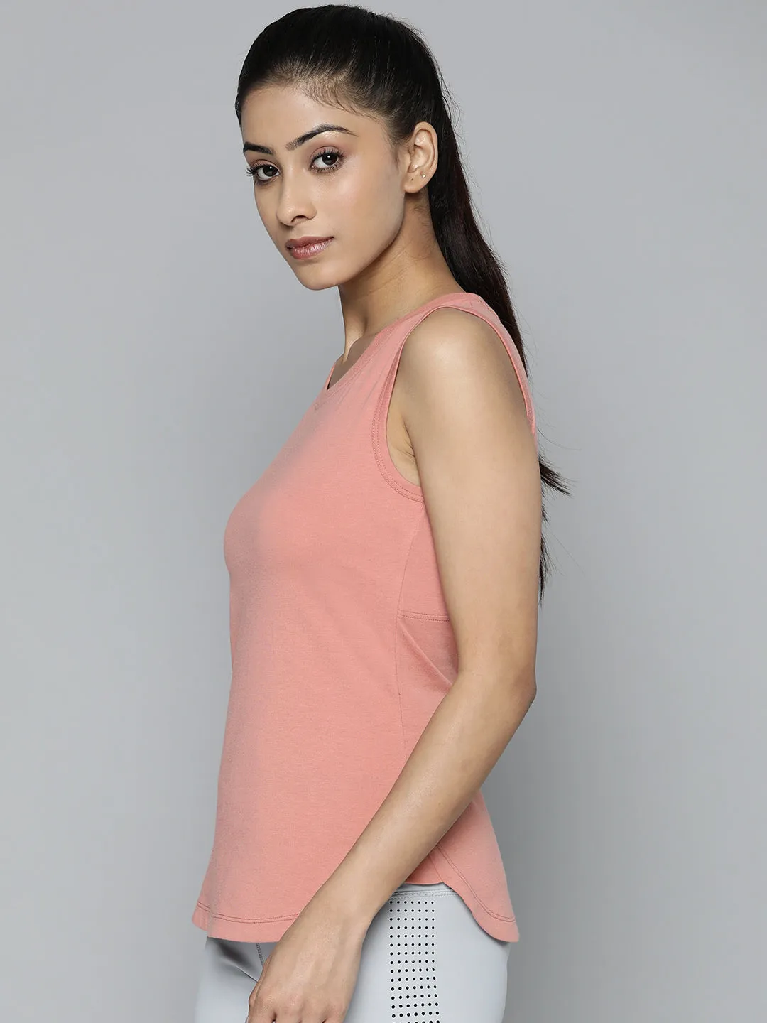 Women Pink Slim Fit Training or Gym T-shirt