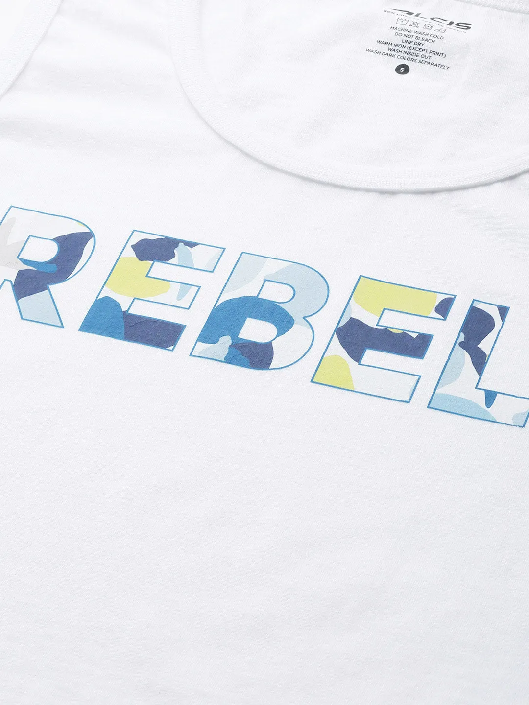 Women White Typography Printed Slim Fit Training or Gym T-shirt