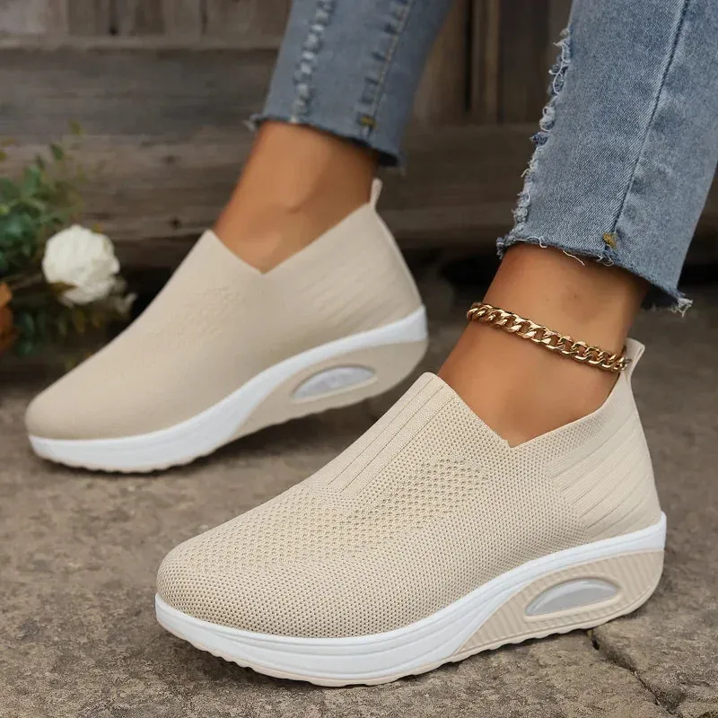 Women’s Air Cushion Orthopedic Walking Shoes – Slip-On, Breathable, and Non-Slip