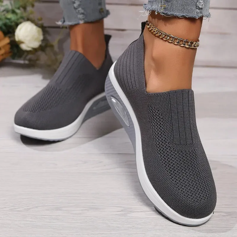 Women’s Air Cushion Orthopedic Walking Shoes – Slip-On, Breathable, and Non-Slip