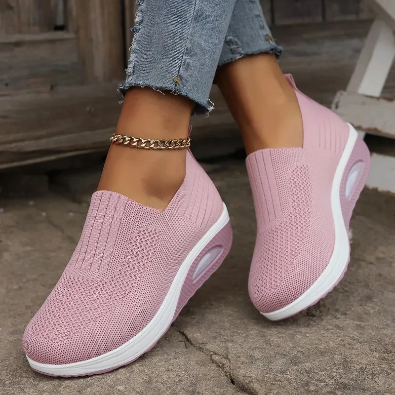 Women’s Air Cushion Orthopedic Walking Shoes – Slip-On, Breathable, and Non-Slip